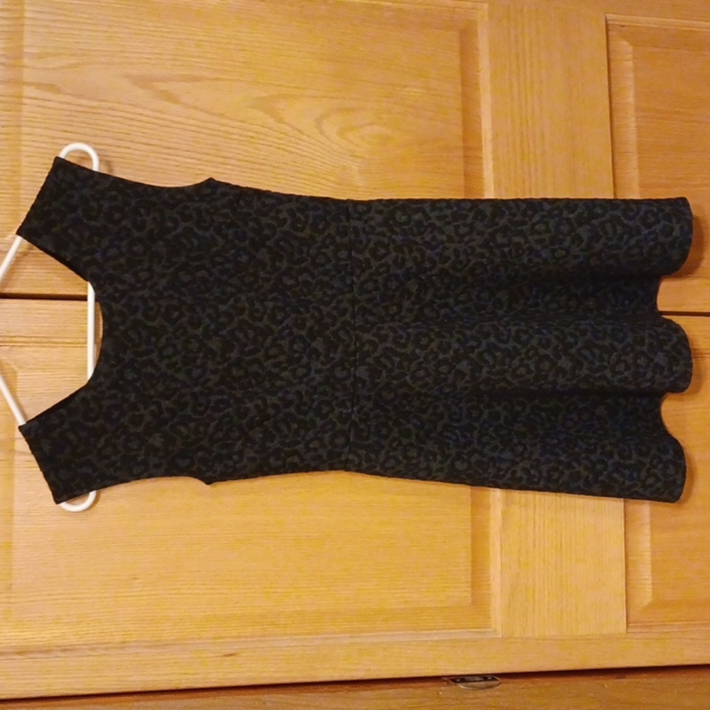 LOFT Black Textured Fit-and-Flare Dress